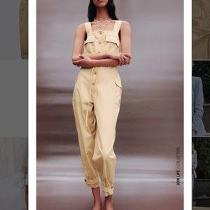 Zara poplin cargo jumpsuit